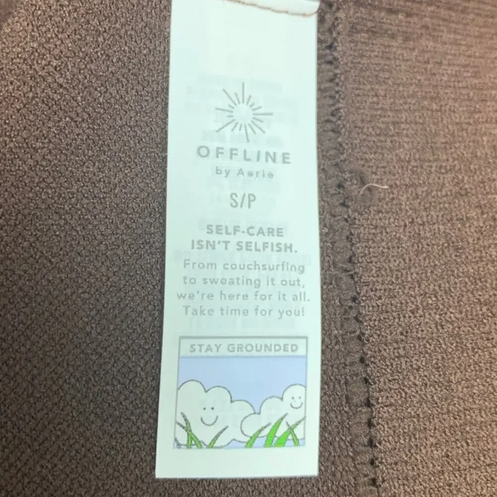 New OFFLINE By Aerie Womens Small Brown Sidewalk Seamless Cropped T-Shirt Tee - Picture 6 of 7